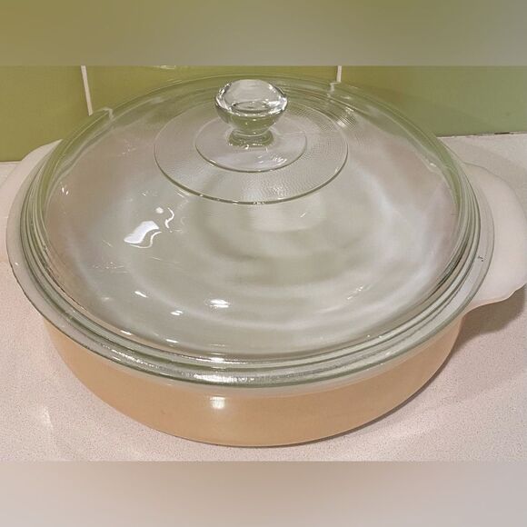 Vintage Fire King Ovenware Casserole Peach Luster - Picture 3 of 9
